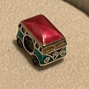 Chamilia Enamel VW Bus Charm - Pink Roof & Teal Body Sterling Silver